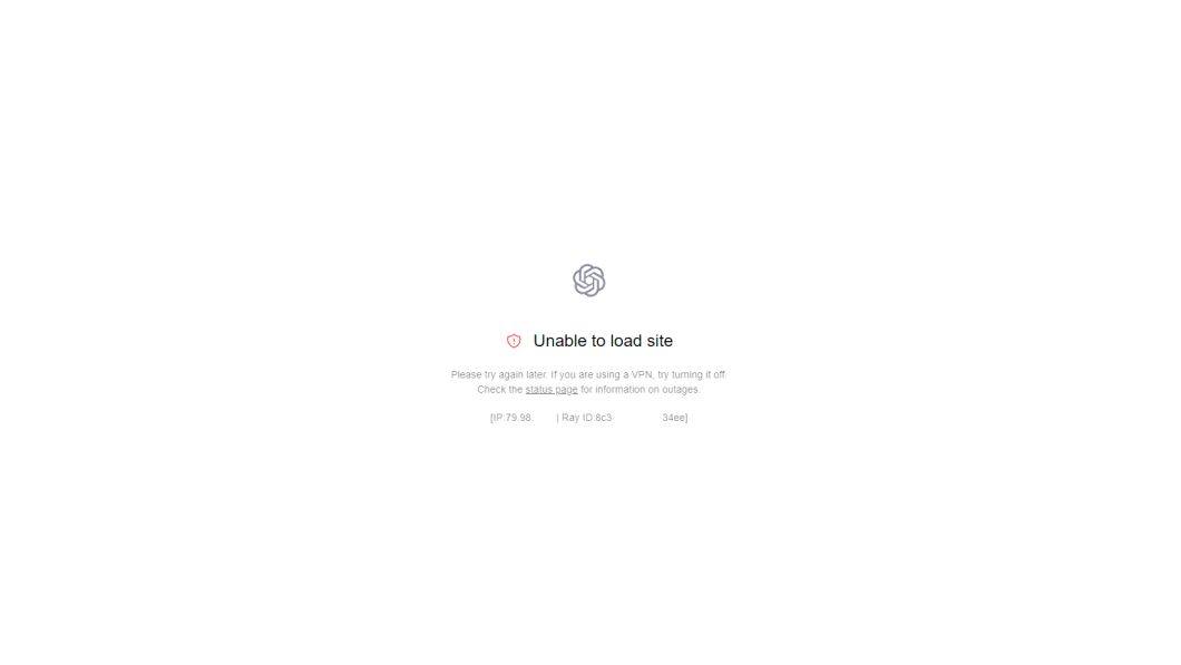 Ошибка "Unable to load site"